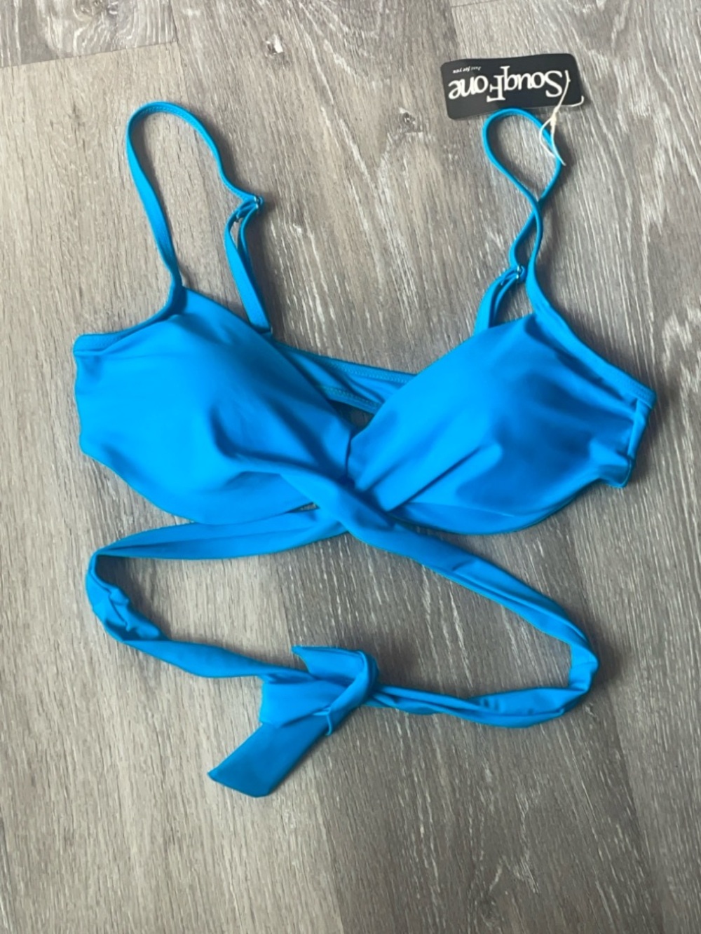 Seafolly Twist-Front Bikini Top in Bright Blue